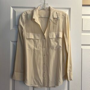 Aritzia Babaton Cream Silk Button Down Shirt XS